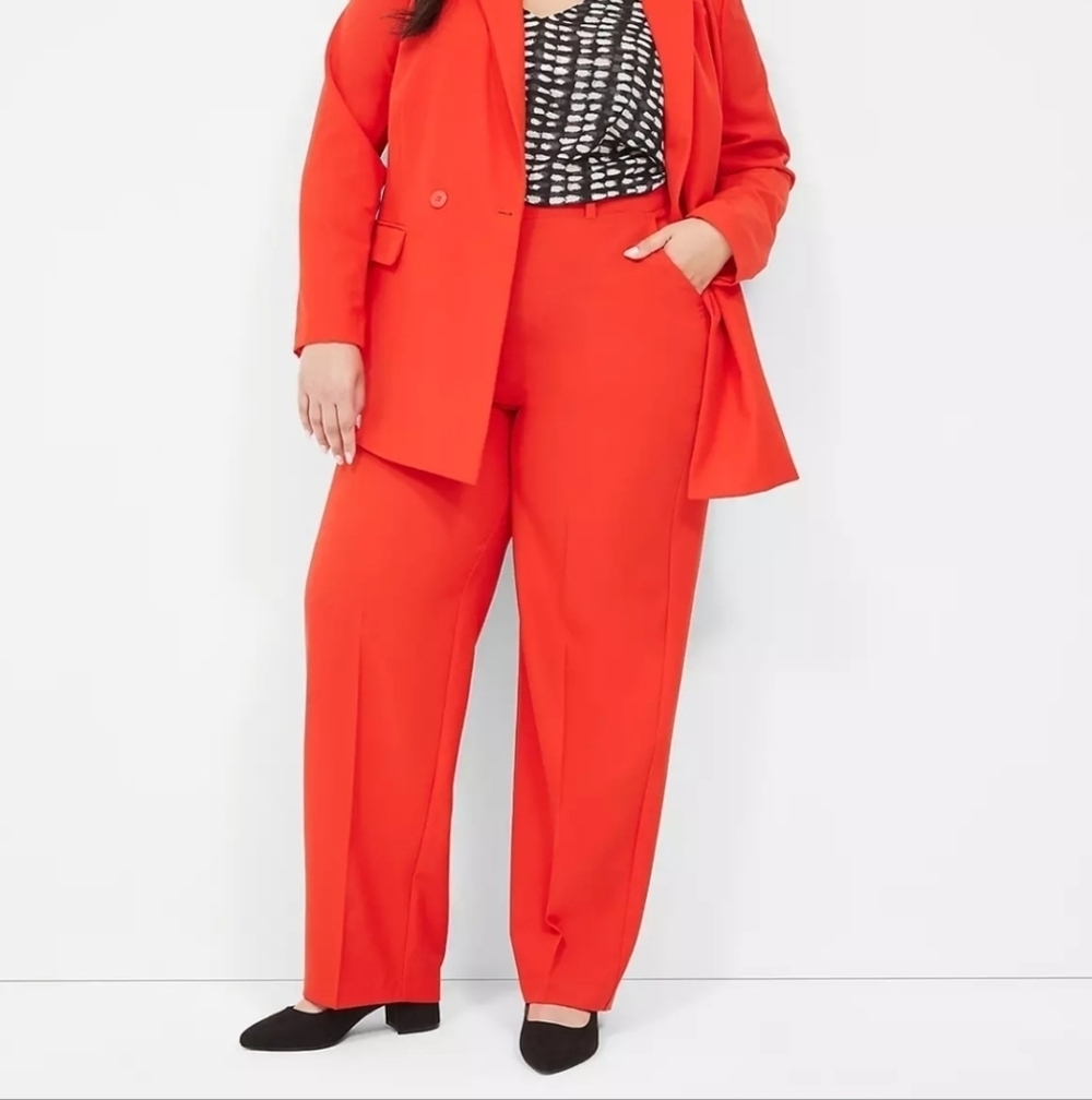 Lane Bryant Perfect Drape Pull-On Straight Pant fire red sz 22 WP259 - Picture 2 of 7